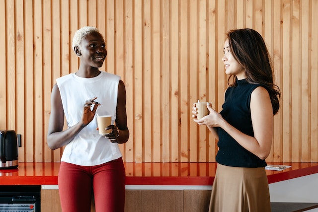 Women taking work break