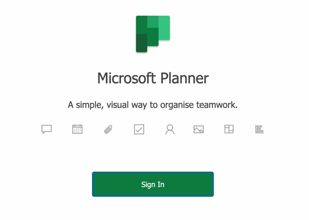 Landing page for microsoft planner