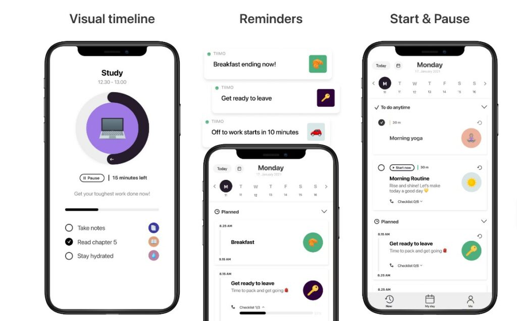 Example of tiimo timeline app