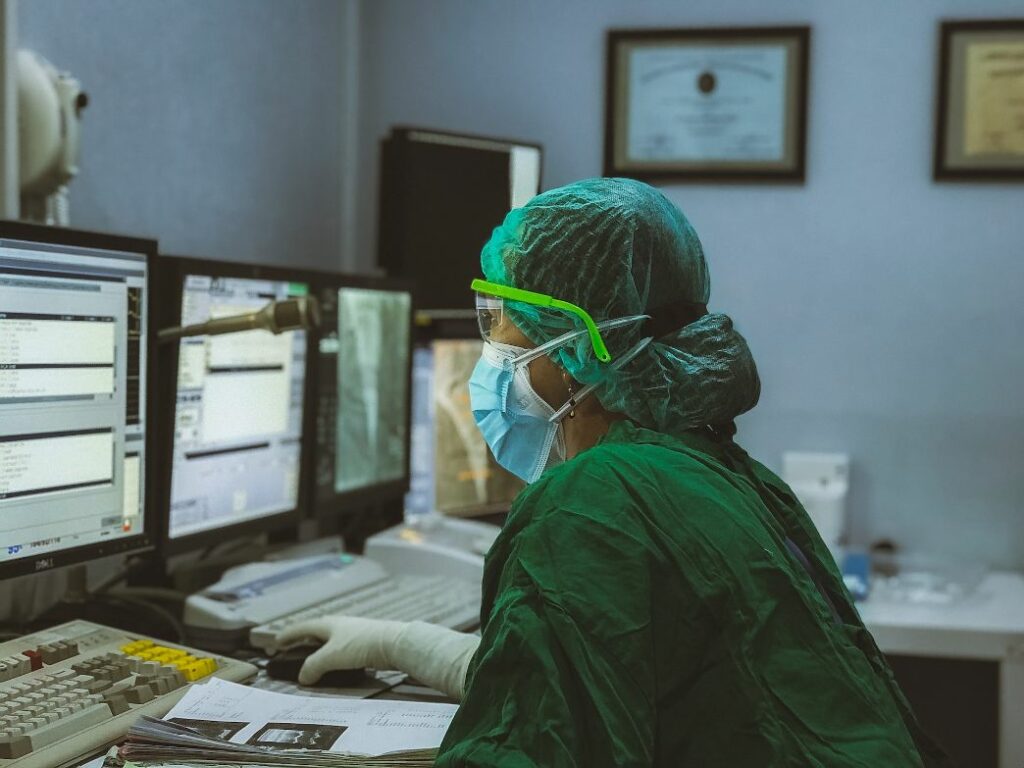 Nurse on computer