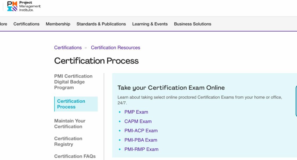 Project Management Institute Certification Process