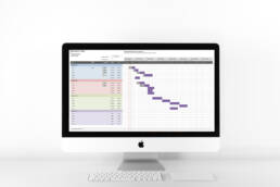 computer screen with gantt chart on it