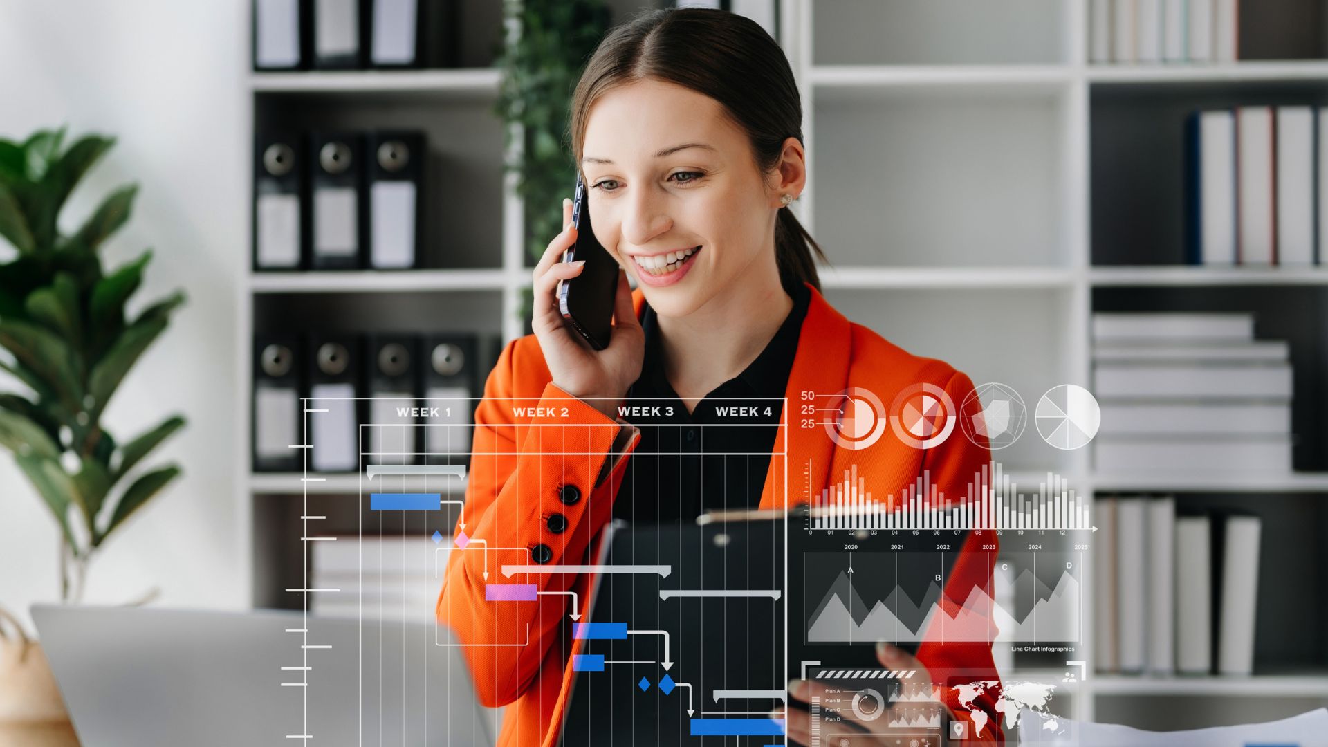 woman using AI for project management