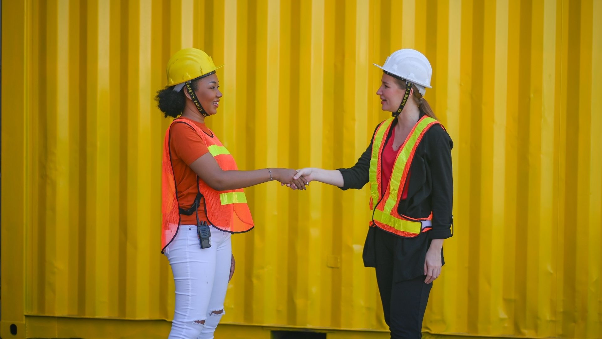 project manager shaking stakeholder hand